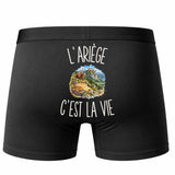 Boxer Homme L’Ariège c’est la vie – Impression au dos – Noir
