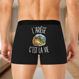 Boxer Homme L’Ariège c’est la vie – Impression au dos – Noir