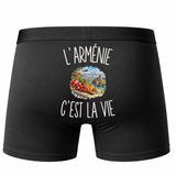 Boxer Homme L’Arménie c’est la vie – Impression au dos – Noir