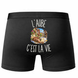 Boxer Homme L’Aube c’est la vie – Impression au dos – Noir