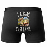 Boxer Homme L’Aubrac c’est la vie – Impression au dos – Noir