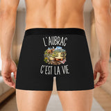 Boxer Homme L’Aubrac c’est la vie – Impression au dos – Noir