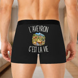 Boxer Homme L’Aveyron c’est la vie – Impression au dos – Noir