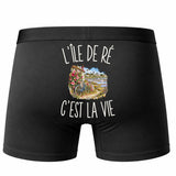 Boxer Homme L’Île de Ré c’est la vie – Impression au dos – Noir