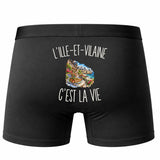 Boxer Homme L’Ille-et-Vilaine c’est la vie – Impression au dos – Noir