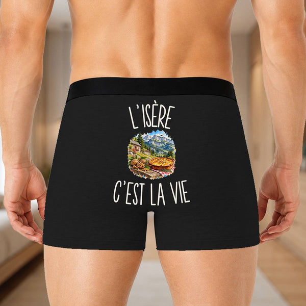 Boxer Homme L’Isère c’est la vie – Impression au dos – Noir