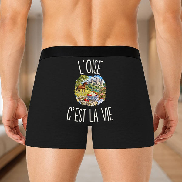 Boxer Homme L’Oise c’est la vie – Impression au dos – Noir