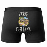 Boxer Homme L’Orne c’est la vie – Impression au dos – Noir