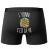 Boxer Homme L’Yonne c’est la vie – Impression au dos – Noir