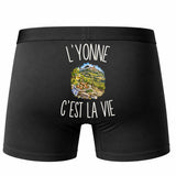 Boxer Homme L’Yonne c’est la vie – Impression au dos – Noir