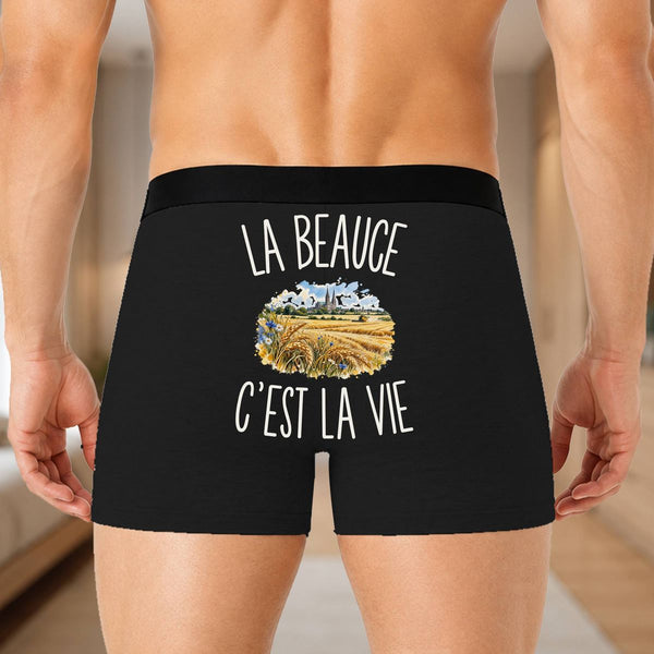 Boxer Homme La Beauce c’est la vie – Impression au dos – Noir