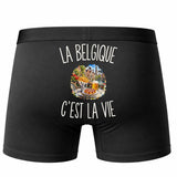 Boxer Homme La Belgique c’est la vie – Impression au dos – Noir