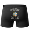 Boxer Homme La Californie c’est la vie – Impression au dos – Noir