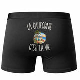 Boxer Homme La Californie c’est la vie – Impression au dos – Noir