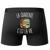 Boxer Homme La Charente c’est la vie – Impression au dos – Noir