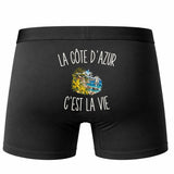 Boxer Homme La Côte d’Azur c’est la vie – Impression au dos – Noir