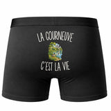 Boxer Homme La Courneuve c’est la vie – Impression au dos – Noir