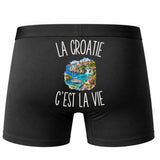 Boxer Homme La Croatie c’est la vie – Impression au dos – Noir