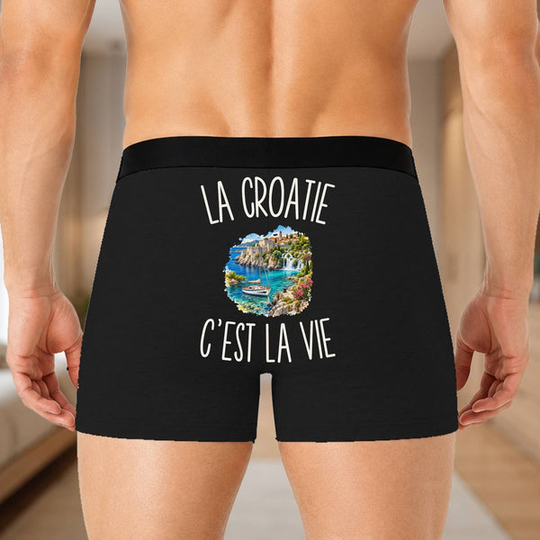 Boxer Homme La Croatie c’est la vie – Impression au dos – Noir