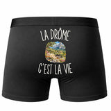 Boxer Homme La Drôme c’est la vie – Impression au dos – Noir