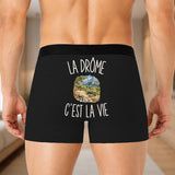 Boxer Homme La Drôme c’est la vie – Impression au dos – Noir