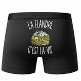 Boxer Homme La Flandre c’est la vie – Impression au dos – Noir