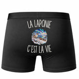 Boxer Homme La Laponie c’est la vie – Impression au dos – Noir