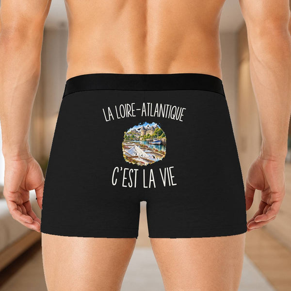 Boxer Homme La Loire-Atlantique c’est la vie – Impression au dos – Noir
