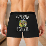 Boxer Homme La Mayenne c’est la vie – Impression au dos – Noir