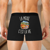 Boxer Homme La Meuse c’est la vie – Impression au dos – Noir