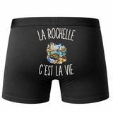 Boxer Homme La Rochelle c’est la vie – Impression au dos – Noir