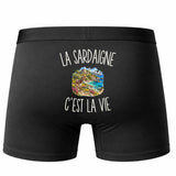 Boxer Homme La Sardaigne c’est la vie – Impression au dos – Noir
