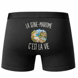 Boxer Homme La Seine-Maritime c’est la vie – Impression au dos – Noir