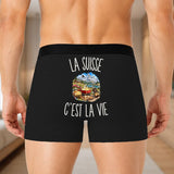 Boxer Homme La Suisse c’est la vie – Impression au dos – Noir
