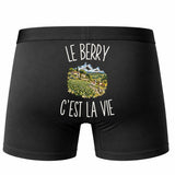 Boxer Homme Le Berry c’est la vie – Impression au dos – Noir