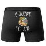 Boxer Homme Le Calvados c’est la vie – Impression au dos – Noir