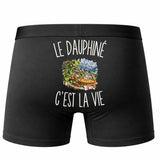 Boxer Homme Le Dauphiné c’est la vie – Impression au dos – Noir