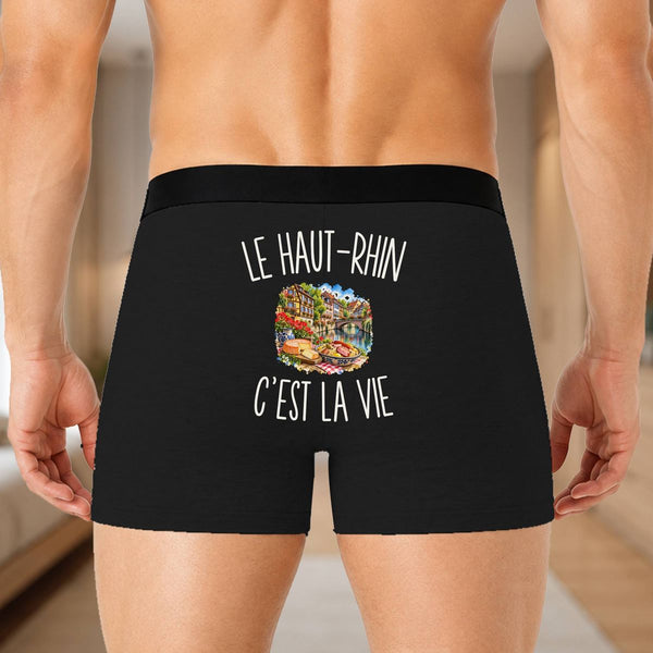Boxer Homme Le Haut-Rhin c’est la vie – Impression au dos – Noir
