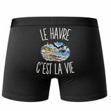 Boxer Homme Le Havre c’est la vie – Impression au dos – Noir