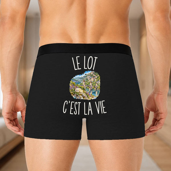 Boxer Homme Le Lot c’est la vie – Impression au dos – Noir