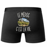 Boxer Homme Le Médoc c’est la vie – Impression au dos – Noir