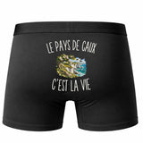 Boxer Homme Le Pays de Caux c’est la vie – Impression au dos – Noir