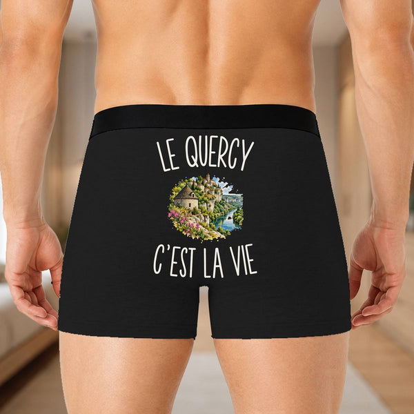 Boxer Homme Le Quercy c’est la vie – Impression au dos – Noir