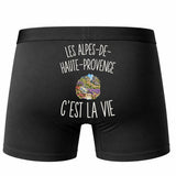 Boxer Homme Les Alpes-de-Haute-Provence c’est la vie – Impression au dos – Noir