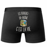 Boxer Homme Les Bouches-du-Rhône c’est la vie – Impression au dos – Noir