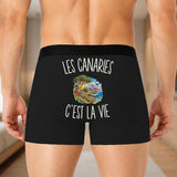 Boxer Homme Les Canaries c’est la vie – Impression au dos – Noir