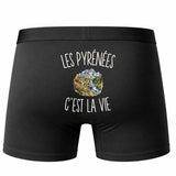 Boxer Homme Les Pyrénées c’est la vie – Impression au dos – Noir