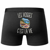 Boxer Homme Les Vosges c’est la vie – Impression au dos – Noir