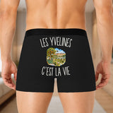 Boxer Homme Les Yvelines c’est la vie – Impression au dos – Noir