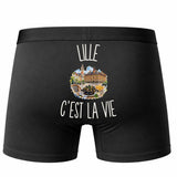 Boxer Homme Lille c’est la vie – Impression au dos – Noir